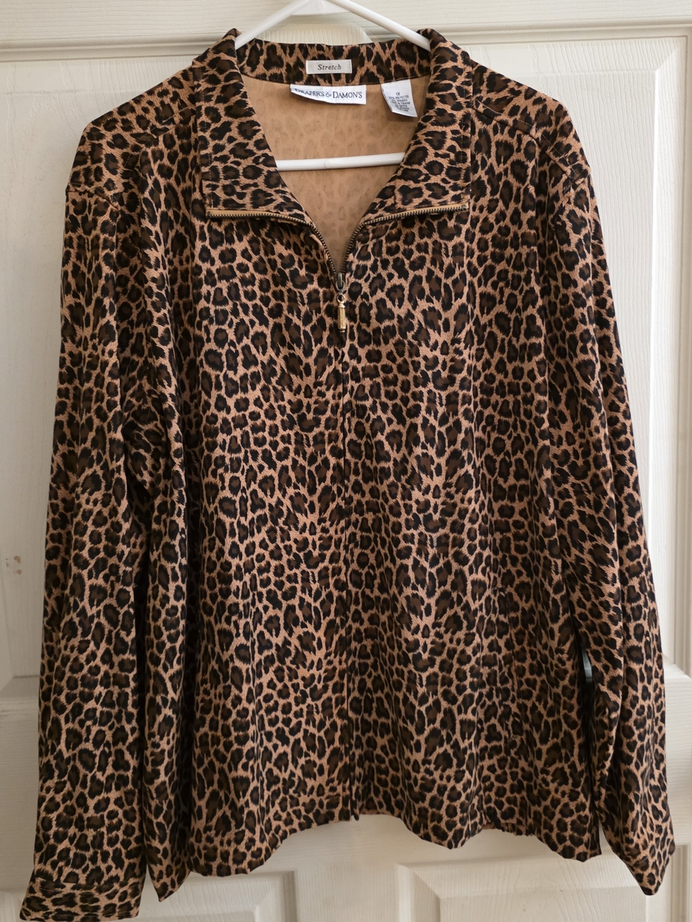 Paper's & Damon's Women's Leopard Zip-Front Bomber Jacket - Brown/Black